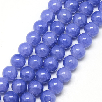 Baking Painted Crackle Glass Beads Strands, Round, Medium Slate Blue, 6mm, Hole: 1.3~1.6mm, about 133pcs/strand, 31.4 inch