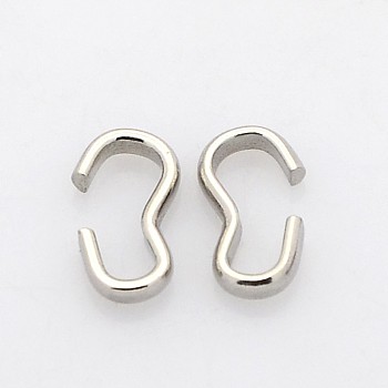 304 Stainless Steel Quick Link Connectors, Chain Findings, Number 3 Shaped Clasps, Stainless Steel Color, 8x4x1mm
