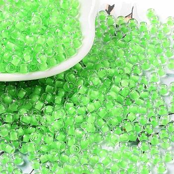 Glass Bead, Inside Colours, Round Hole, Round, Pale Green, 4x3mm, Hole: 1.4mm, 7650pcs/pound
