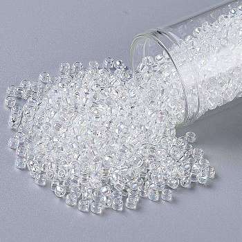 TOHO Round Seed Beads, Japanese Seed Beads, (161) Transparent AB Crystal, 8/0, 3mm, Hole: 1mm, about 1110pcs/50g