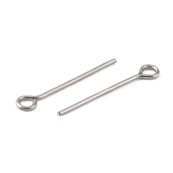 304 Stainless Steel Eye Pin, Stainless Steel Color, 20 Gauge(0.8mm), 28x0.8mm, Hole: 2mm