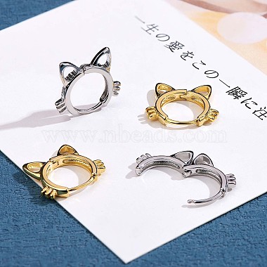 Women Cat Brass Leverback Earrings(JE965B)-5