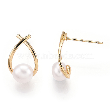 Natural Pearl Teardrop Stud Earrings(PEAR-N017-06B)-3