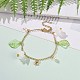 Acrylic Leaf & Flower & Plastic Pearl Charm Bracelet(BJEW-JB09077)-2