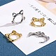 Women Cat Brass Leverback Earrings(JE965B)-5