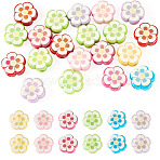 20Pcs UV Plating Printed Opaque Acrylic Beads, Iridescent, Flower, Mixed Color, 17x18x6.5mm, Hole: 2.5mm(OACR-TADJ0001-06)