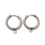 Tarnish Resistant 201 Stainless Steel Hoop Earrings Findings, with 304 Stainless Steel Pins & Horizontal Loops, Ring, Stainless Steel Color, 10 Gauge, 22x19x2.5mm, Hole: 2.6mm, Pin: 0.8mm(STAS-I695-02D)