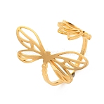 304 Stainless Steel Open Cuff Rings, Dragonfly, Inner Diameter: 19.4mm(RJEW-Q808-03B-G)