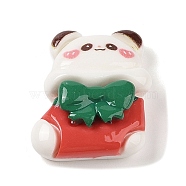 Christmas Panda Theme Opaque Resin Decoden Cabochons, Christmas Socking, 24.5x20.5x9.5mm(RESI-S397-02C)