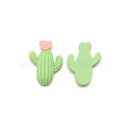 Opaque Resin Cabochons, Frosted, Cactus with Heart, Green Yellow, 25x18x6.5mm(RESI-WH0026-07F)