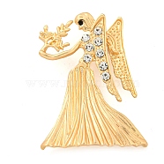 Golden Zinc Alloy with Rhinestone Brooches, Twelve Constellations, Virgo, 52x35x10mm(JEWB-B018-03G-06)