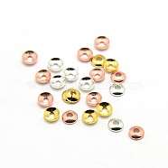 Brass Tiny Bead Cones, Mixed Color, 3x0.8mm, Hole: 1mm, about 330pcs/5g(X-KK-O043-04)
