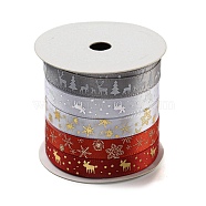 10M  5 Colors Hot Stamping Christmas Polyester Ribbons Set, for Gift Wrapping, Mixed Color, 3/8 inch(9.5mm)(X1-OCOR-Q026-02)