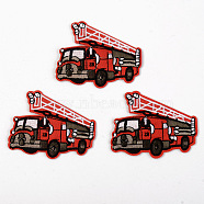 Computerized Embroidery Cloth Iron on/Sew on Patches, Appliques, Costume Accessories, Fire Fighting Truck, Red, 61x76x1.5mm(DIY-S040-010)