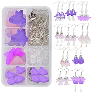 DIY Flower Dangle Earring Making Kits, Including Flower Petal 316 Surgical Stainless Steel & Iron & Acrylic Bead Caps, Glass Beads, Brass Earring Hooks, Purple, 190Pcs/box(DIY-SC0019-74)