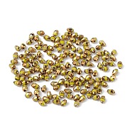 Electroplate Glass Beads, Half Golden Plated, Faceted, Teardrop, Yellow, 6x4x4mm, Hole: 1mm, about 500pcs/bag(DGLA-C001-01C)