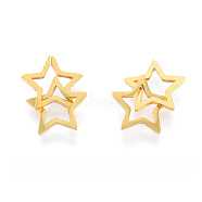 201 Stainless Steel Linking Rings, Quick Link Connectors, Star, Real 18K Gold Plated, 17mm(STAS-N090-LA1001-2)