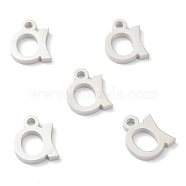 304 Stainless Steel Charms, Greek Alphabet, Stainless Steel Color, Letter.A, 10x8x1.5mm, Hole: 1.5mm(STAS-G244-01A)