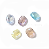 Crackle Moonlight Style Glass Rhinestone Cabochons, Pointed Back, Rectangle Octagon, Mixed Color, 10x8x4mm(RGLA-J025-B-IO)