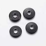 304 Stainless Steel Spacer Beads, Donut, Electrophoresis Black, 6x1.5~1.6mm, Hole: 2mm(STAS-F136-02B)