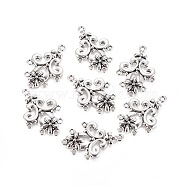 Tibetan Style Alloy Chandelier Component, Lead Free and Cadmium Free, Flower, Antique Silver, 35x24x2mm, Hole: 1.5mm(EA8536Y)