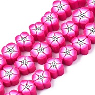Handmade Polymer Clay Beads Strands, Flower, Camellia, 8~10.5x8~10x4~5mm, Hole: 1.2mm, about 36~39pcs/strand, 12.40 inch~ 14.17inch(31.5cm~36mm)(CLAY-S096-042C)
