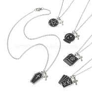 Alloy Enamel Pendant Necklace with 304 Stainless Steel Cable Chains, Mixed Shapes, 17.32~17.56 inch(44~44.6cm)(NJEW-JN04372)