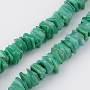 Natural Shell Bead Strands, Dyed, Square Heishi Beads, Sea Green, 8x8x1~5mm, Hole: 1mm, about 200pcs/strand, 15.7 inch(BSHE-P021-08)