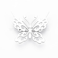Butterfly Brooch, 201 Stainless Steel Insect Lapel Pin for Backpack Clothes, Nickel Free & Lead Free, Stainless Steel Color, 42x47.5x7mm, Pin: 0.7mm(JEWB-N007-015P-FF)