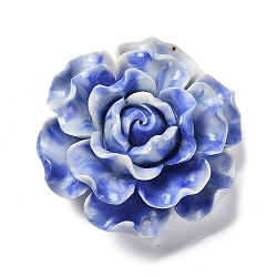 Synthetic Shell Dyed Carved Flower Connector Charms, Royal Blue, 49x48x22mm, Hole: 2mm(SHEL-D081-01D)