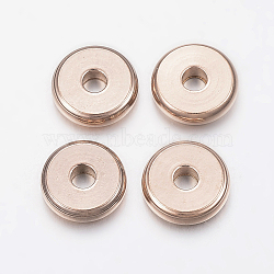 304 Stainless Steel Spacer Beads, Donut, Rose Gold, 10x2.5mm, Hole: 3mm(STAS-F136-05RG)
