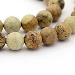 Natural Picture Jasper Round Bead Strands, 4mm, Hole: 1mm, about 98pcs/strand, 15.7 inch(G-G-P070-55-4mm)