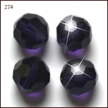 Imitation Austrian Crystal Beads, Grade AAA, Faceted(32 Facets), Round, DarkSlate Blue, 4mm, Hole: 0.7~0.9mm