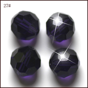 Imitation Austrian Crystal Beads, Grade AAA, K9 Glass, Faceted(32 Facets), Round, DarkSlate Blue, 4mm, Hole: 0.7~0.9mm