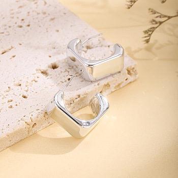 Acrylic Stud Earrings for Women, Half Hoop Earrings, Silver, 21x21mm