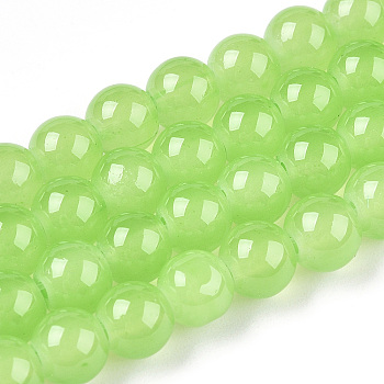 Baking Painted Imitation Jade Glass Round Bead Strands, Lawn Green, 6.5mm, Hole: 1.5mm, about 145pcs/strand, 31.8 inch
