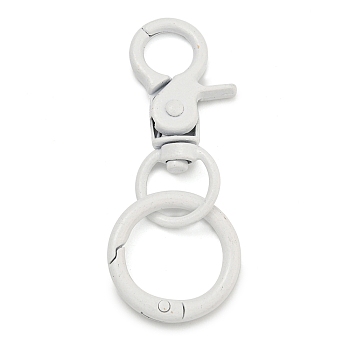 Spray Painted Alloy Split Key Rings, Keychain Clasp Findings, White, 64.5mm