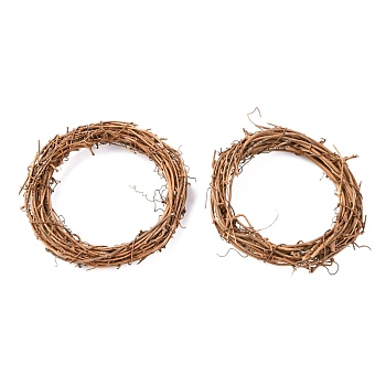 Circle Shape Rattan Vine Branch Wreath Hoop, for DIY Easter Christmas Party Decors, BurlyWood, 14.5~15x2~2.3cm, Inner Diameter: 11~11.5cm