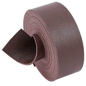 2M Flat Double Face Lychee Pattern Imitation Leather Band, Coconut Brown, 25x1.8mm, about 2.19 Yards(2m)/Roll