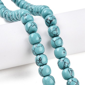 Synthetic Turquoise Beads Strands, Barrel, 10~10.5x9~9.5mm, Hole: 1.2mm, about 41~43pcs/strand, 14.37~16''(36.5~40cm)