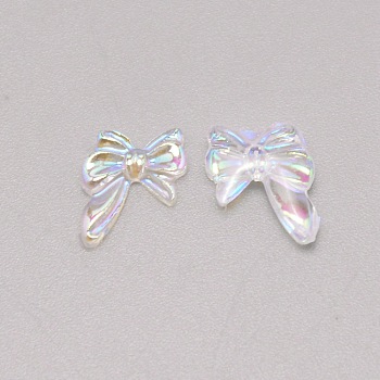 Resin Nail Art Decoration Accessories, Bowknot, Clear AB, 10.5x9x2mm