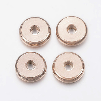 304 Stainless Steel Spacer Beads, Donut, Rose Gold, 10x2.5mm, Hole: 3mm