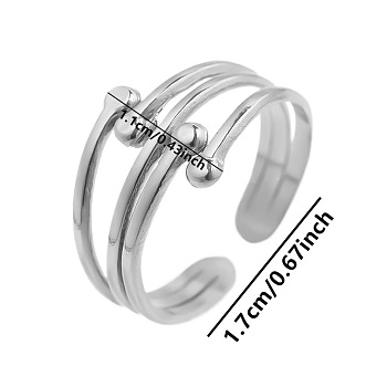 Geometric Minimalist Hollow 304 Stainless Steel Cuff Rings, Wide Band Open Rings
