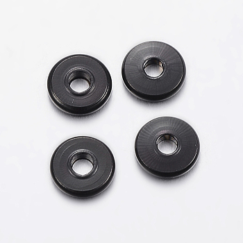 304 Stainless Steel Spacer Beads, Donut, Electrophoresis Black, 6x1.5~1.6mm, Hole: 2mm