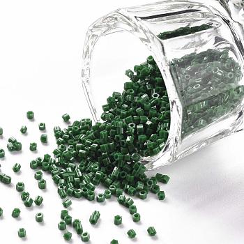 TOHO Hexagon Beads, Japanese Seed Beads, 15/0 Two Cut Glass Seed Beads, (47H) Opaque Pine Green, 15/0, 1.5x1.5x1.5mm, Hole: 0.5mm, about 170000pcs/bag