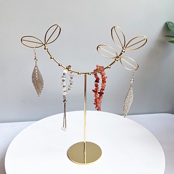 Metal Jewelry Display Stands, for Earring, Bracelet Necklace Display, Golden, 20.5x7x25.5cm