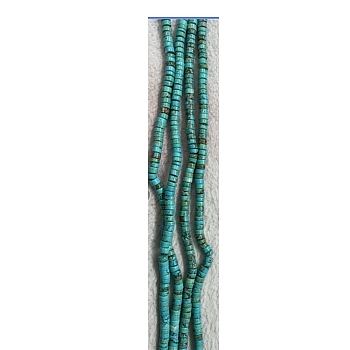 Natural Howlite Beads Strands, Dyed, Disc/Flat Round, Turquoise, 6x3mm, Hole: 1mm, about 115pcs/strand, 15.35 inch(39cm)