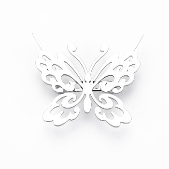 Butterfly Brooch, 201 Stainless Steel Insect Lapel Pin for Backpack Clothes, Nickel Free & Lead Free, Stainless Steel Color, 42x47.5x7mm, Pin: 0.7mm