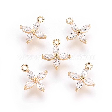 Real Gold Plated Flower Brass+Cubic Zirconia Charms