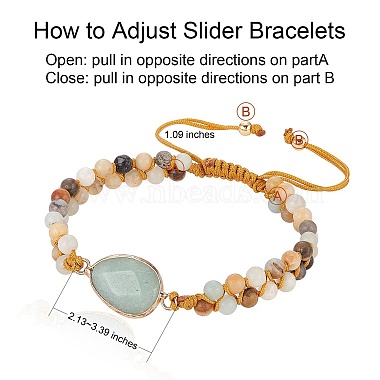 Bracelet de perles tressées en aventurine verte naturelle(BJEW-SZ0002-54D)-2